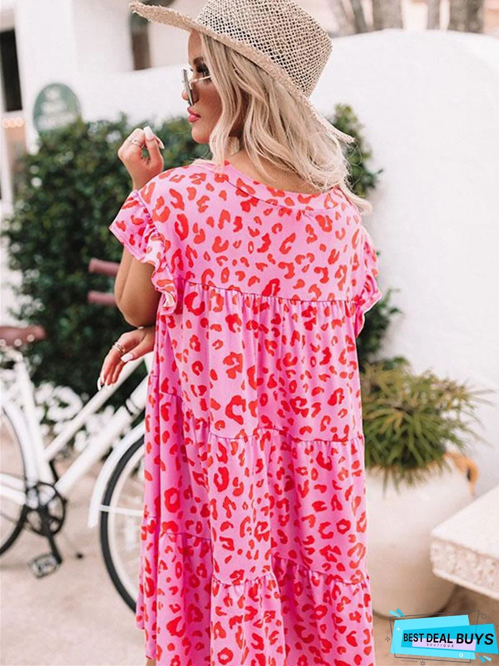 Women's New Loose Large A-Line Skirt Leopard Dress