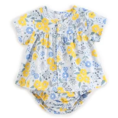 Baby Girls Clothes Set 2021 New Flower T-shirt+PP Shorts Summer Newborn Baby Girls Clothes Infant Baby Girls Clothing Suit