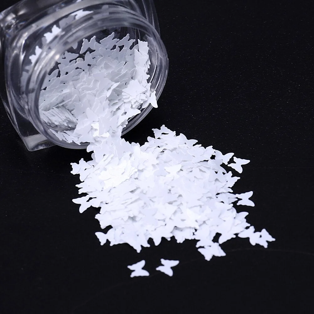 Holographic Laser Black Star Nail Glitter Sequins 3D Nail Art Decoration Designs Colourful Butterfly Flakes DIY Nail Accessoires-Nail Inspo