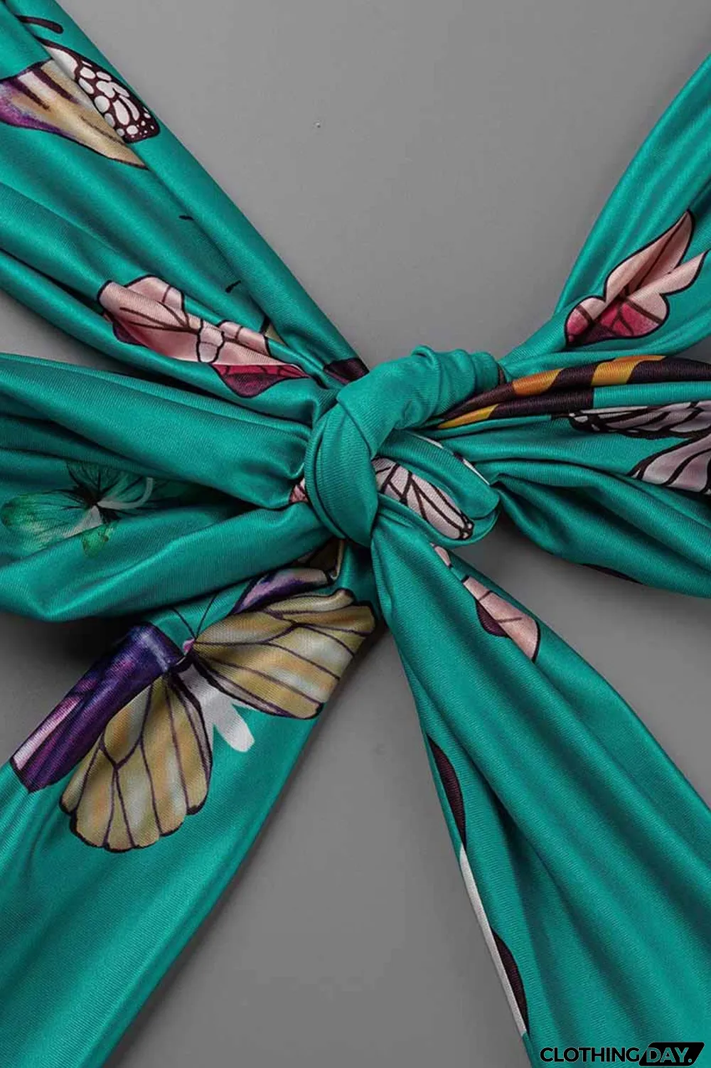 Green Fashion Street Print Patchwork Halter Sleeveless Two Pieces