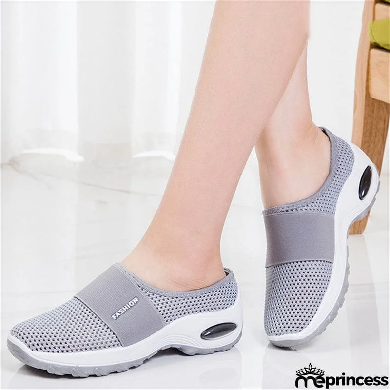 Slip-On Style Open Mesh Upper Rocker Bottom Durable Lightweight Shoes