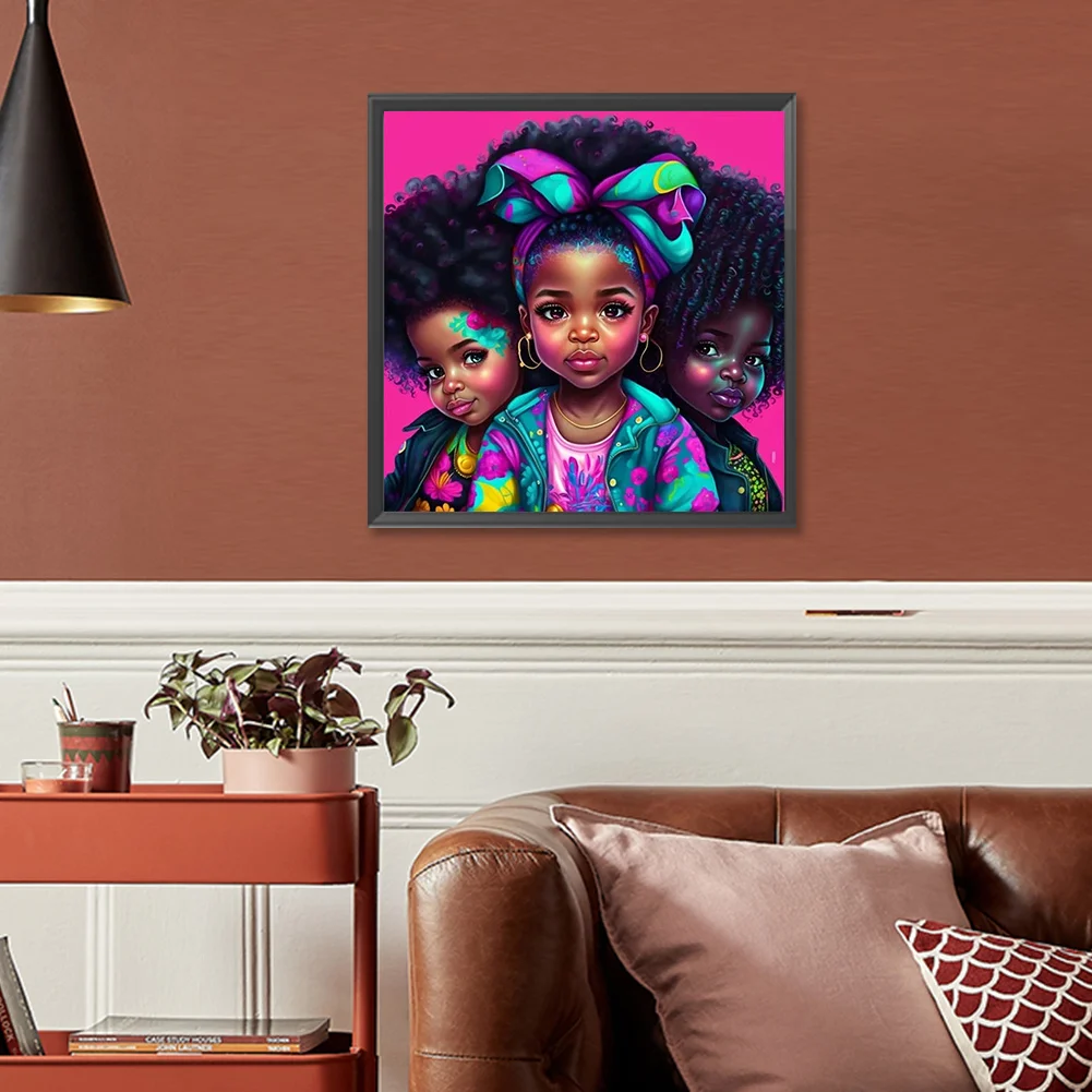Diamond Painting - Full Round Drill - Black Girl(Canvas|30*30cm)