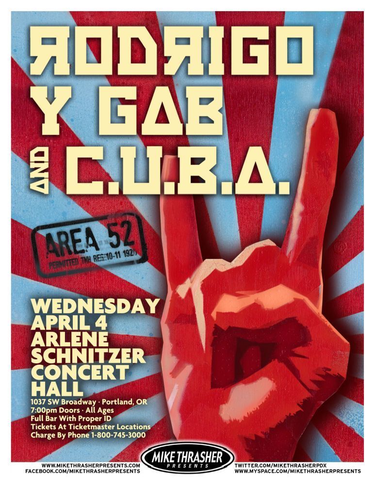 RODRIGO Y GABRIELA & C.U.B.A. 2012 Gig POSTER Portland Oregon Concert