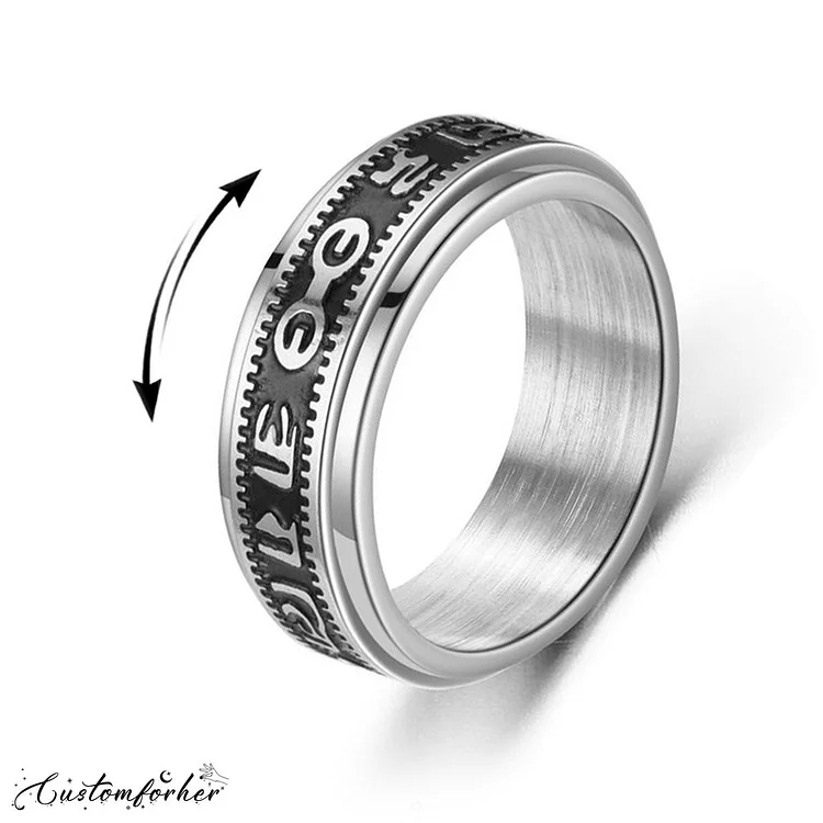 Six-character Mantra Rotatable Ring