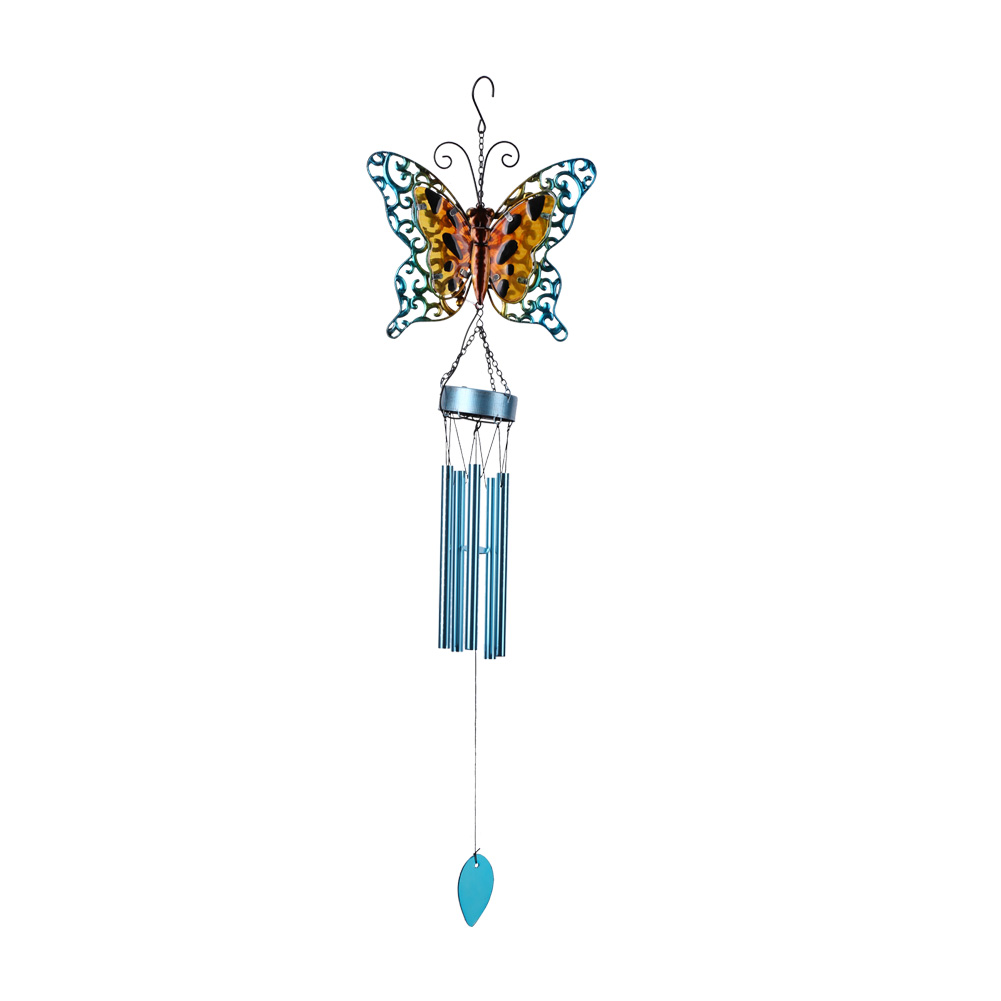 

Butterfly Wind Chime Lamp Solar Wrought Iron Light LED Outdoor Decor (Blue), 501 Original