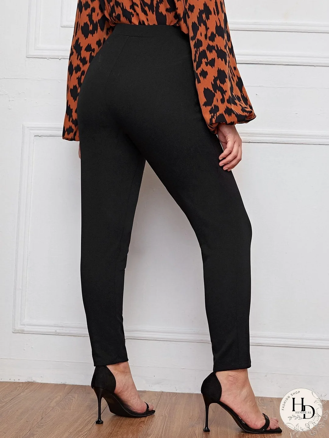 Plus Double Button Detail Skinny Pants