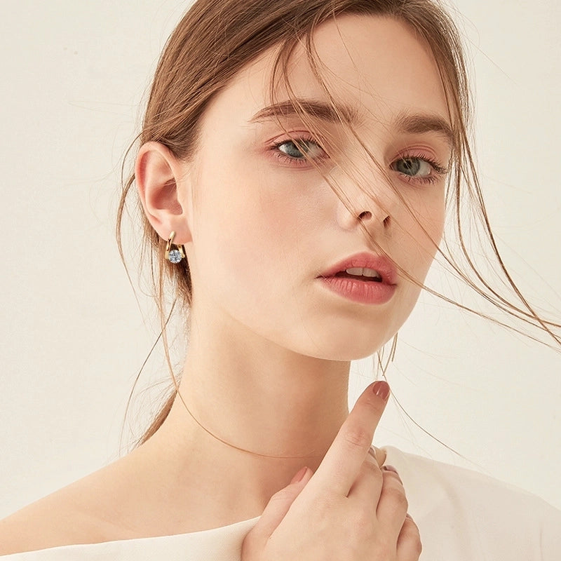 1 Pair 925 Sterling Silver Moissanite GRA Certificate Geometric Earrings