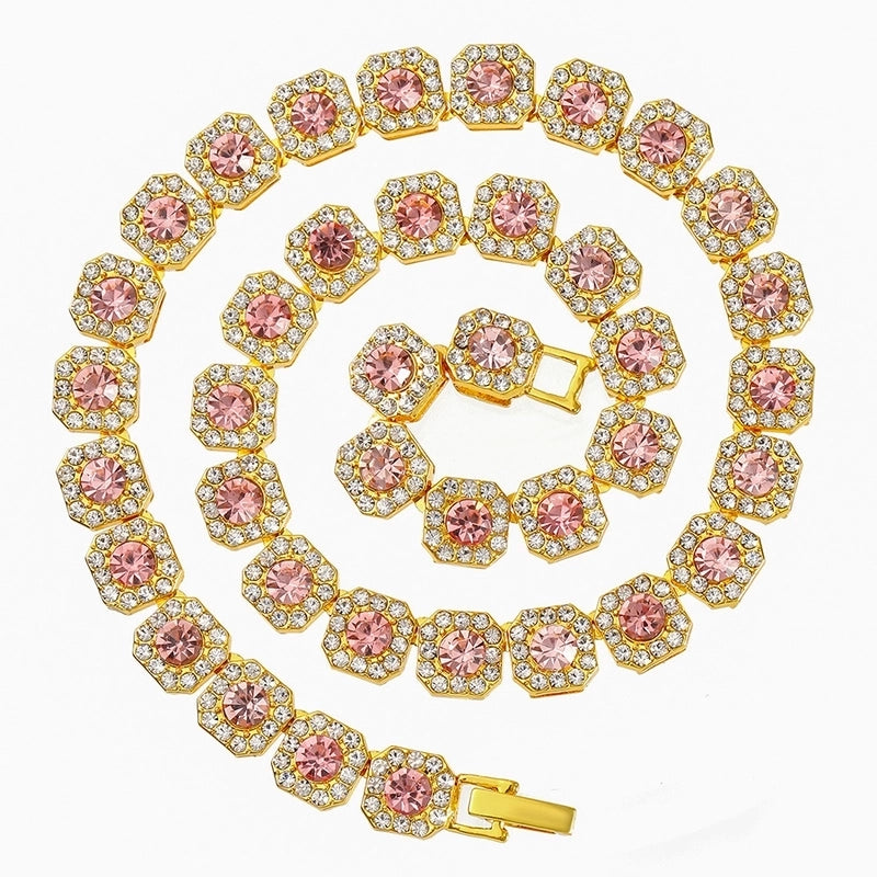 Hip-Hop Retro Solid Color Zircon Alloy Necklace