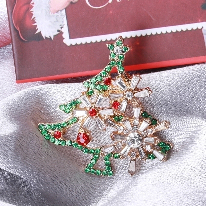 Fashion Pin Christmas Tree Alloy Inlay Rhinestones Women’S Brooches