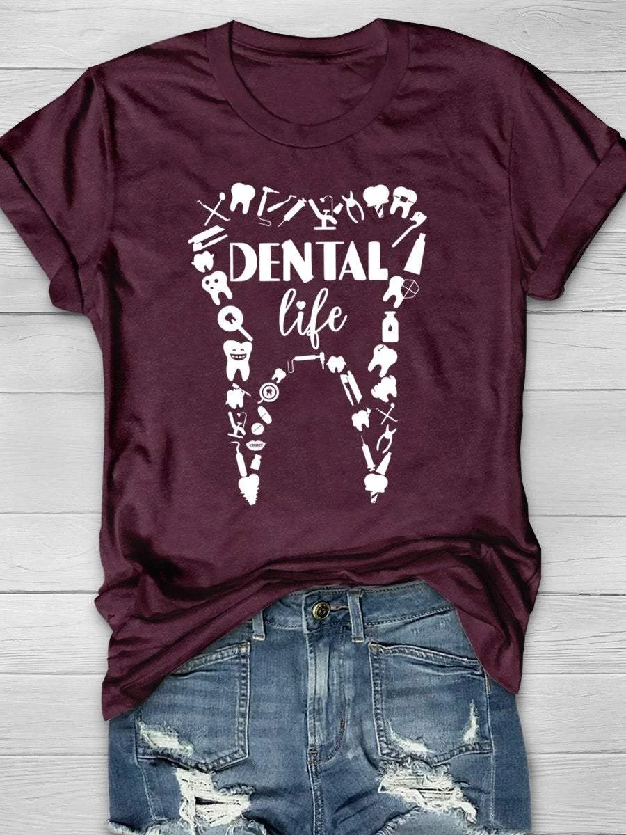 Dental Life Print Short Sleeve T-shirt