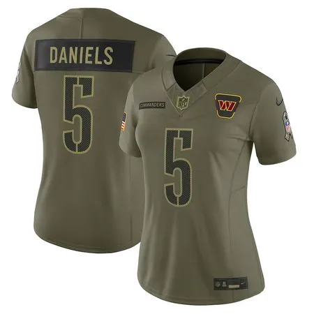 Women's Washington Commanders #5 Jayden Daniels  Olive 2025 Salute to Service Limited Jersey