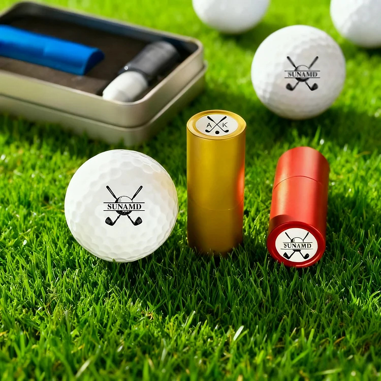 Personalized Golf Ball Stamp, Self-Inking Custom Golf Ball Stamp Markers, Waterproof Quick-Dry Ink, Golf Ball Monogram Stamper with Name, 6 Color Options, Reusable Golf Accessories Gifts for Golfers