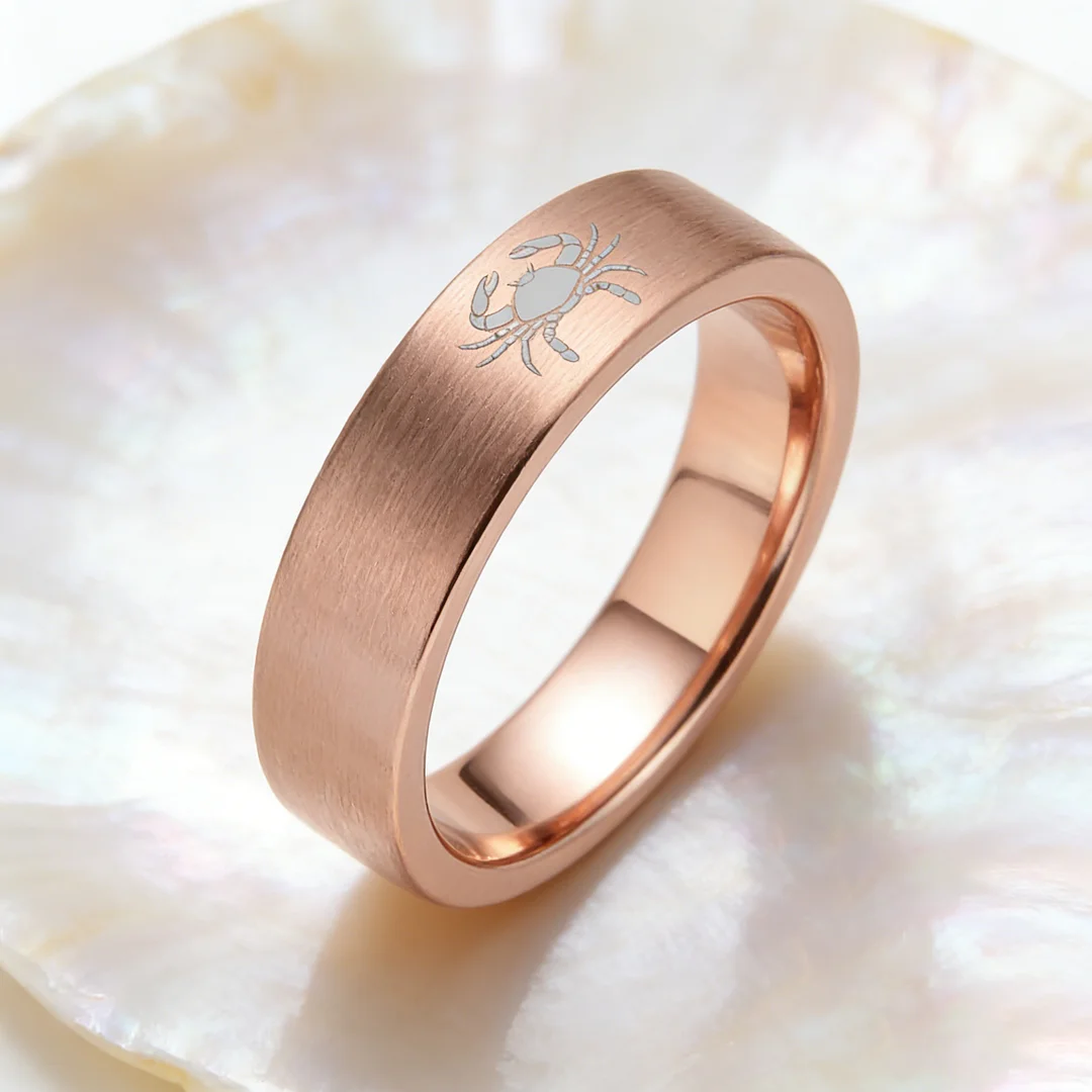 Wedding Fashion Cancer Tungsten Rings and Flat Rose Gold Band Edge Comfort Fit for Men and Women 4MM 6MM 8MM Width