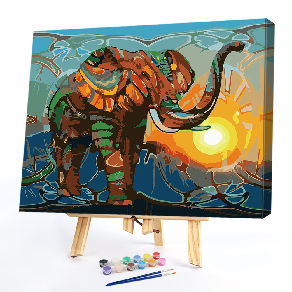 

40x50cm - Paint By Numbers Sun Elephant, 501 Original