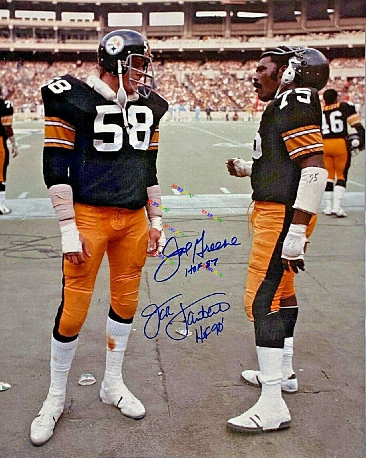 Joe Greene & Jack Lambert Pittsburg SteelerSigned Autographed 8x10 Photo Poster painting Reprint