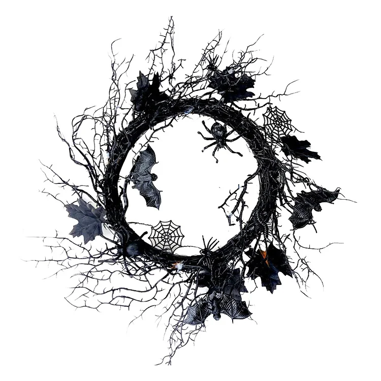 Black Bat Wreath Halloween Door Wreath | AvasHome