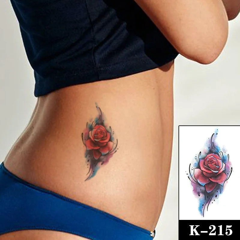 Waterproof Temporary Tattoo Sticker Black Wolf Arrow Rose Butterfly Flash Tattoos Totem Line Body Art Hand Fake Tatoos Women Men