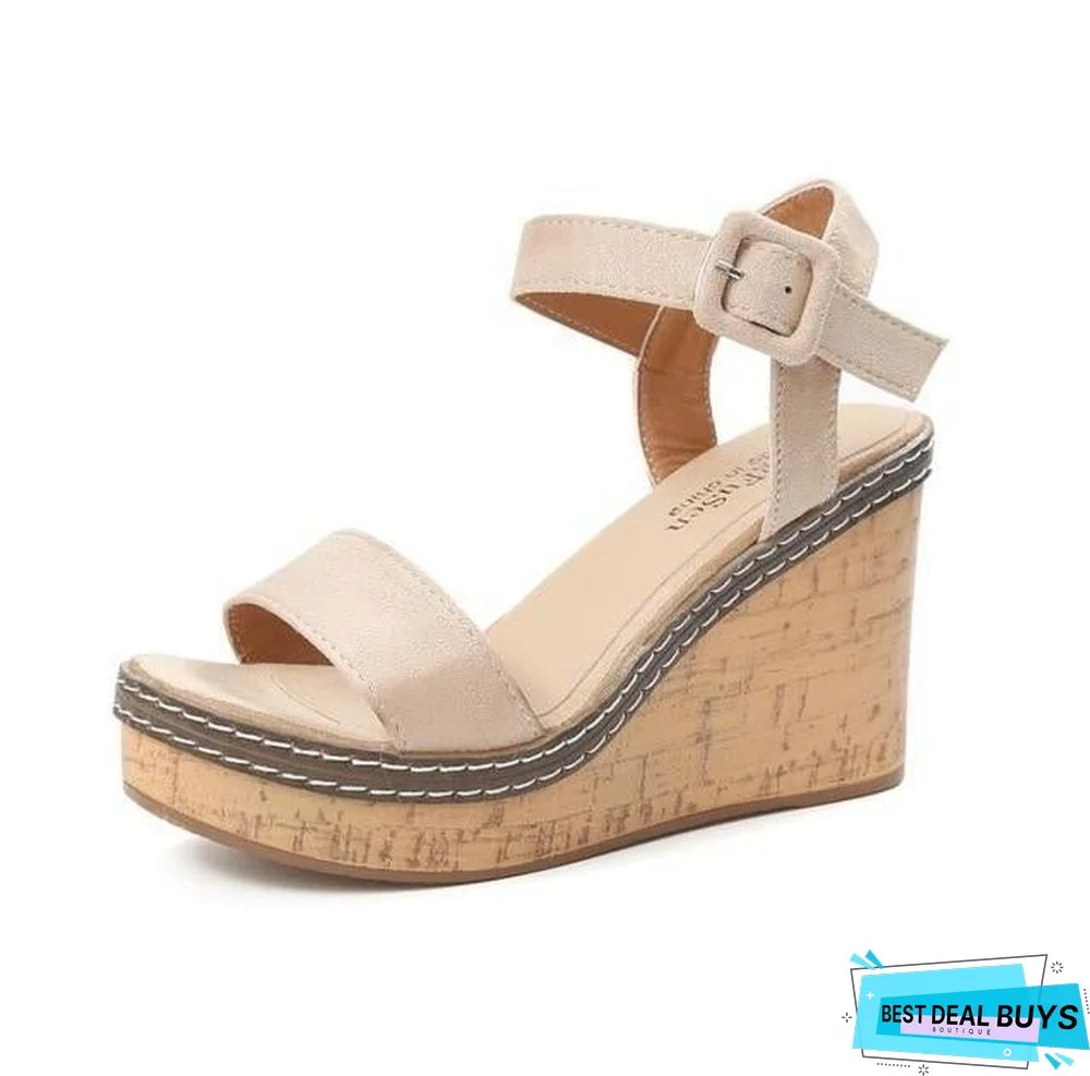 Women Summer Platform Sandals Fish Mouth High Heels Wedge Sandal Shoes