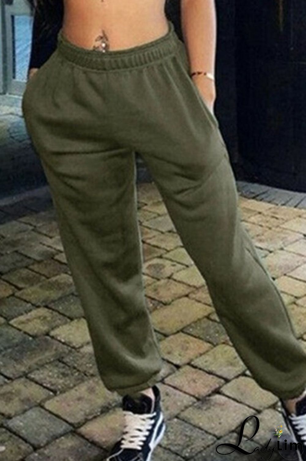 Black Casual Solid Split Joint Straight High Waist Solid Color Bottoms