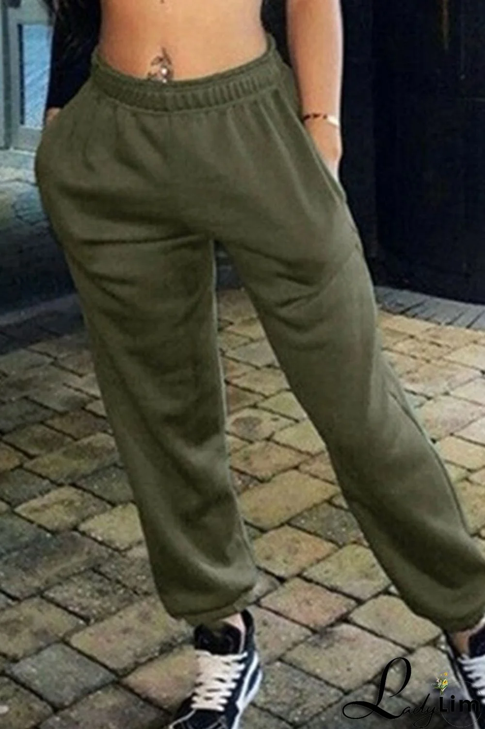 Black Casual Solid Split Joint Straight High Waist Solid Color Bottoms