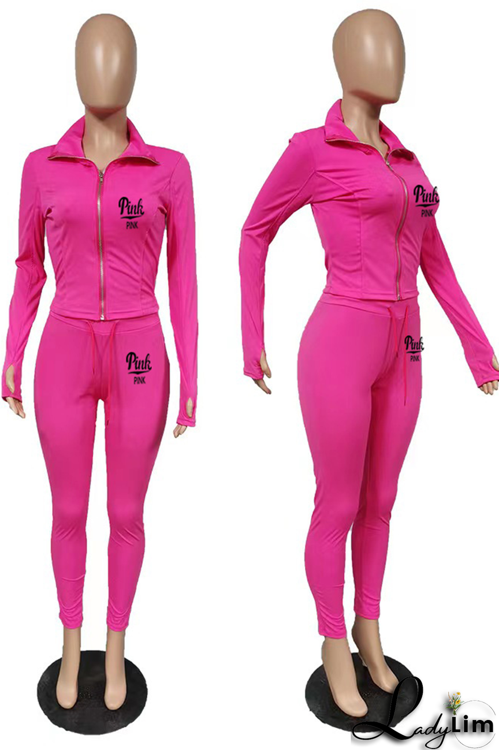 Red Fashion Print Patchwork Turndown Collar Long Sleeve Two Pieces