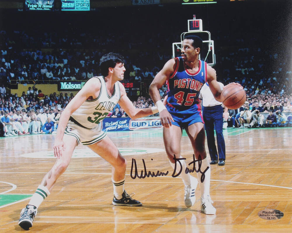 Adrian Dantley Signed Pistons 8x10 Photo Poster painting (Playball Ink Hologram) NBA