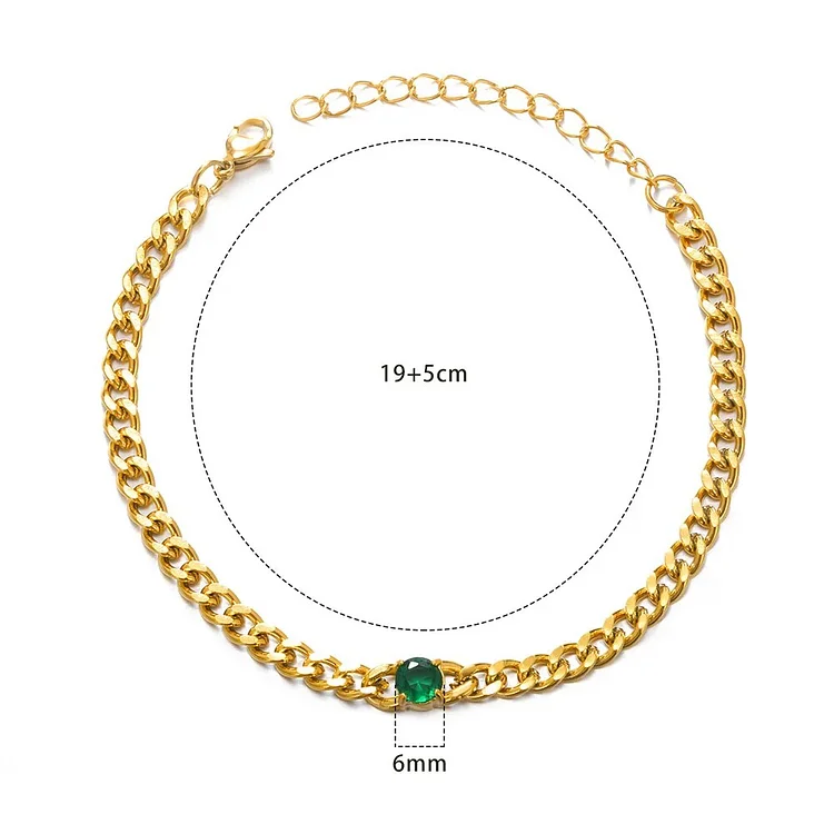 Fulaigao Stainless Steel Anklets For Women Men Round Zircon Gold Color Leg Bracelets Cuban Chain Geometric Jewelry Accessories