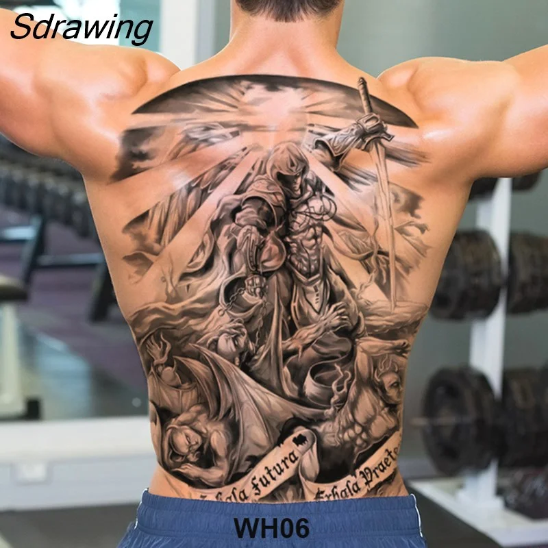 Sdrawing temporary tatoo for men tattoo body art full back sexy tattoo sticker lion king tiger dragon tattoo designs waterproof new