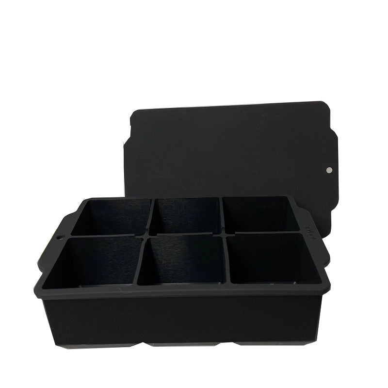 Silicone Large Ice Cube Mold Household Quick Frozen Ice Box Large Size With Lid 6 Holes Square Ice Cube Mold