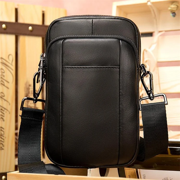 Soft Leather Shoulder Bag Crossbody Bag Mini Belt Bag For Men