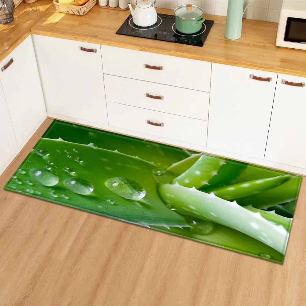 Modern Kitchen Mat Home Bedroom Decoration Floor Carpet Plant Leaves Pattern Entrance Doormat Hallway Bathroom Non-Slip Long Rug