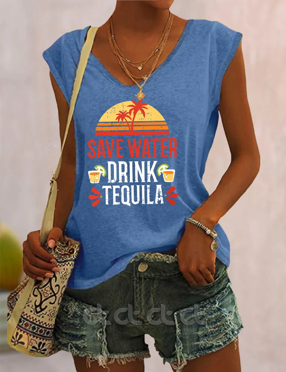 Save Water Drink Tequila V-Neck Tank