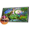 Dinosaurierland - runder Bohrer Diamantmalerei - 60 * 45 cm (Große Größe Teil-AB-Bohrer)