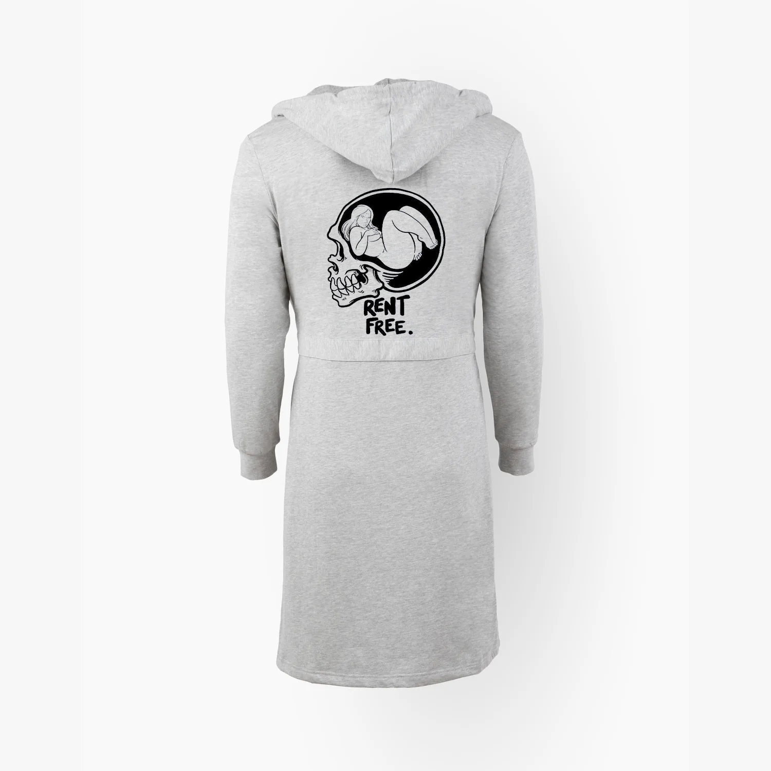 RENT FREE Naked Lady in the Skull Brain Graphic Print On Hooded Robe