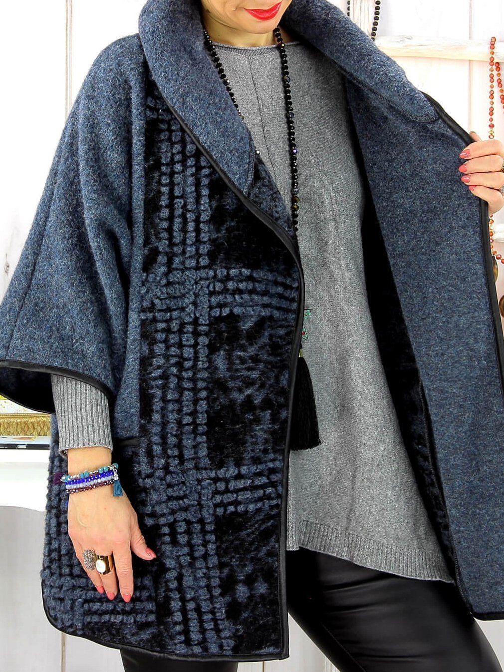 plus size boiled wool jacket