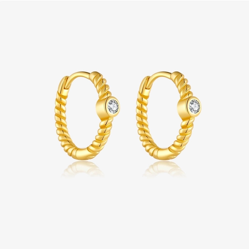 1 Pair 18K Gold Plated White Gold Plated 925 Sterling Silver Geometric Earrings