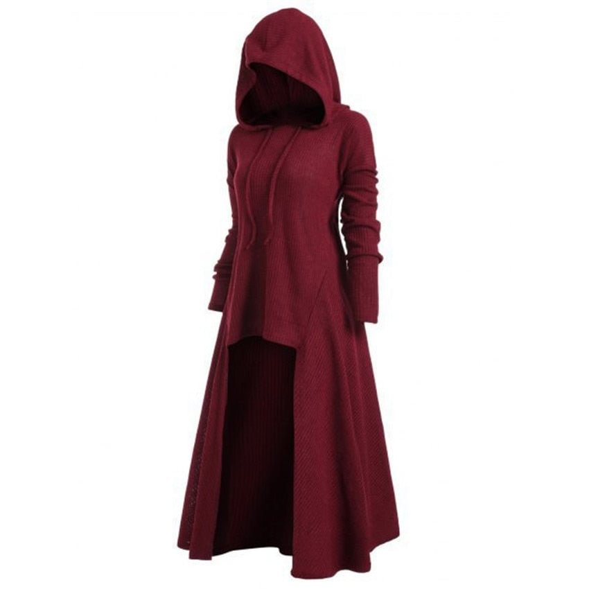 2020 tops Gothic Dress Women Hooded Punk Long Black Clothing Style Plus Size Knitted Dresses For Women Winter Spring Autumn