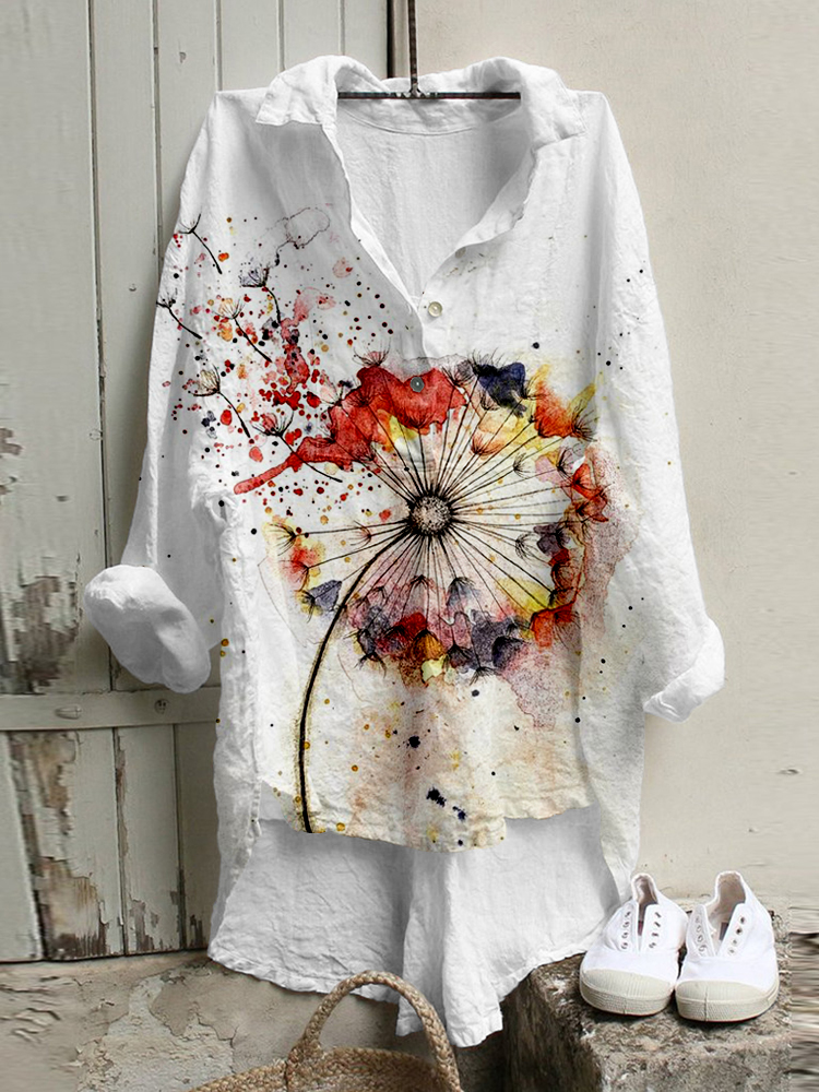 Comstylish Colorful Watercolor Dandelion Art Pattern Comfy Tunic