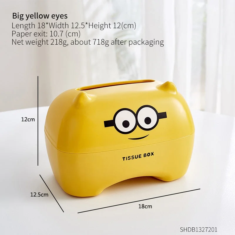 Cartoon Plastic Tissue Box Cute Animal Model Home Decoration Supplies Children's Room Desktop Seat Tissue Box Tissue Box Holder