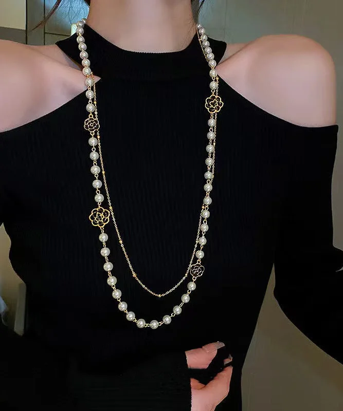 Luxury Chic Patchwork Long Pearl Necklace