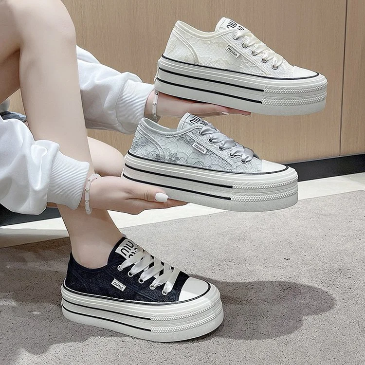 Churchf Churchf Small White Shoes Female 2024 Spring / Summer New Small Fragrant Wind Student Platform Casual Shoes Breathable Heighten Canvas Net Shoes
