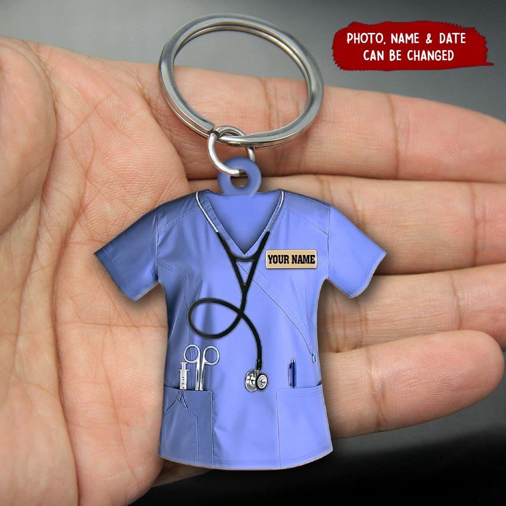 Vangogifts Personalized Nurse Scrubs - Gift for nurse Acrylic Keychain  | Nurses Day Gifts | Gifts for Doctors and Nurses Friends