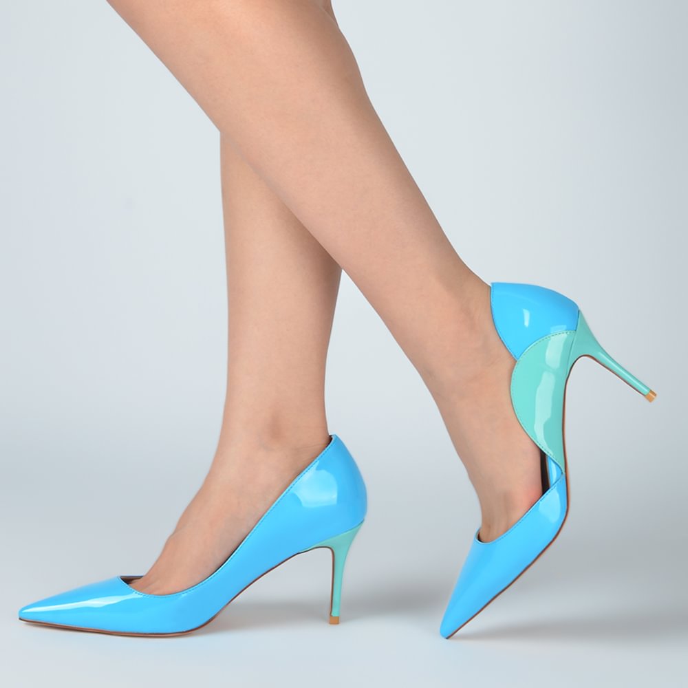 Blue Pointed Toe Pumps Stiletto Heels