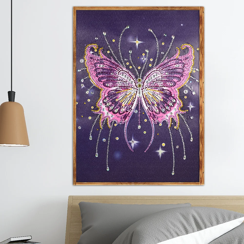 Diamond Painting - Special Shaped Drill - Purple Butterfly(30*40cm)