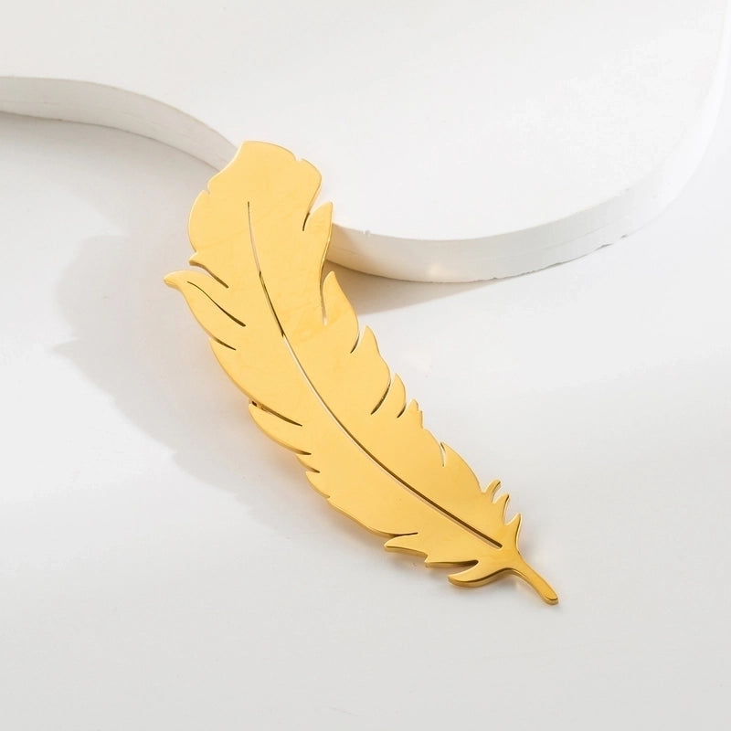 Vintage Style Animal Feather Flower 304 Stainless Steel Polishing Plating Unisex Brooches 1 Piece