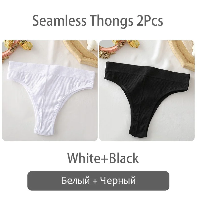 FINETOO Women Thong Panties Sexy Underwear Low Waist G-String Female Underpants Girls Thongs Solid T-back Seamless Lingerie S-XL
