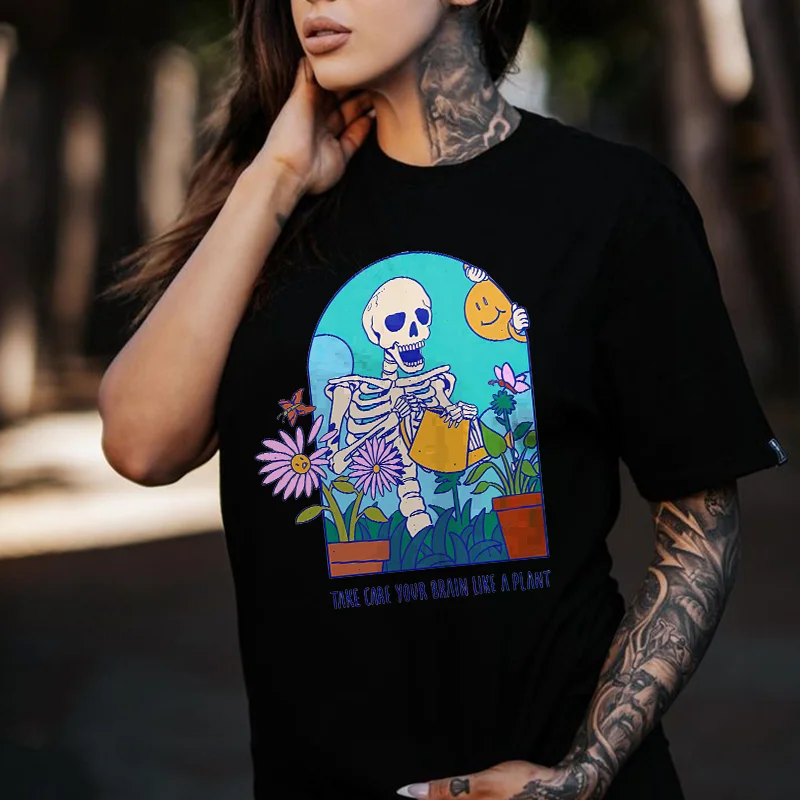 Take Your Brain Like A Plant Printed Women's T-shirt -  
