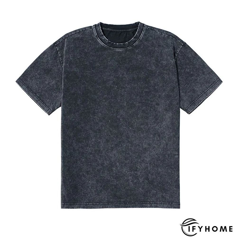 Men's 100% Cotton Acid Wash Shirt Oversized Shirt Plain Crew Neck Sports & Outdoor Daily Short Sleeve Clothing Apparel Fashion Designer Casual | IFYHOME