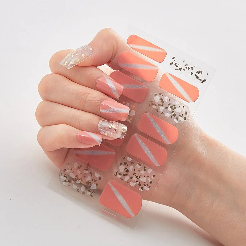 Four Sorts 0f Nail Stickers Nails Art Decoration Manicure Shiny Nail Decoration Decals Plain Stickers Nail Accesoires Women-Nail Inspo