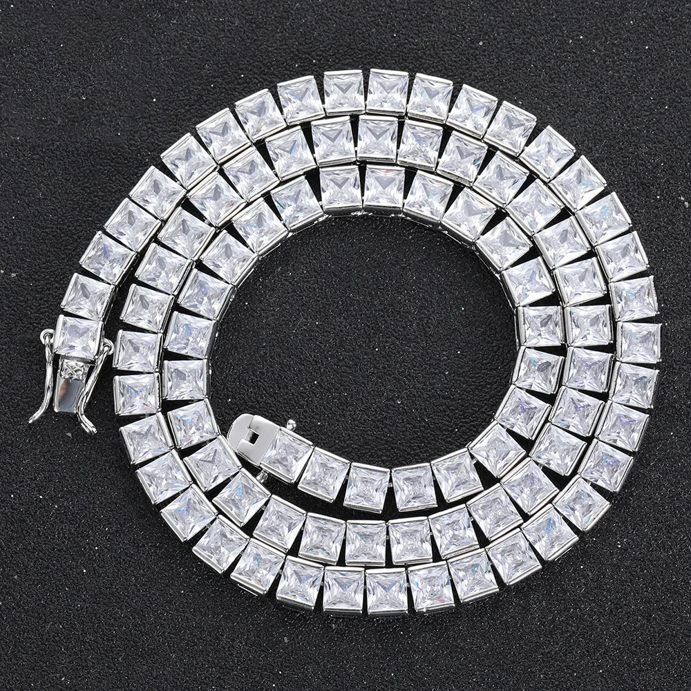4mm Square Zircon Necklace Hip Hop Single Chain Tennis Chain-VESSFUL